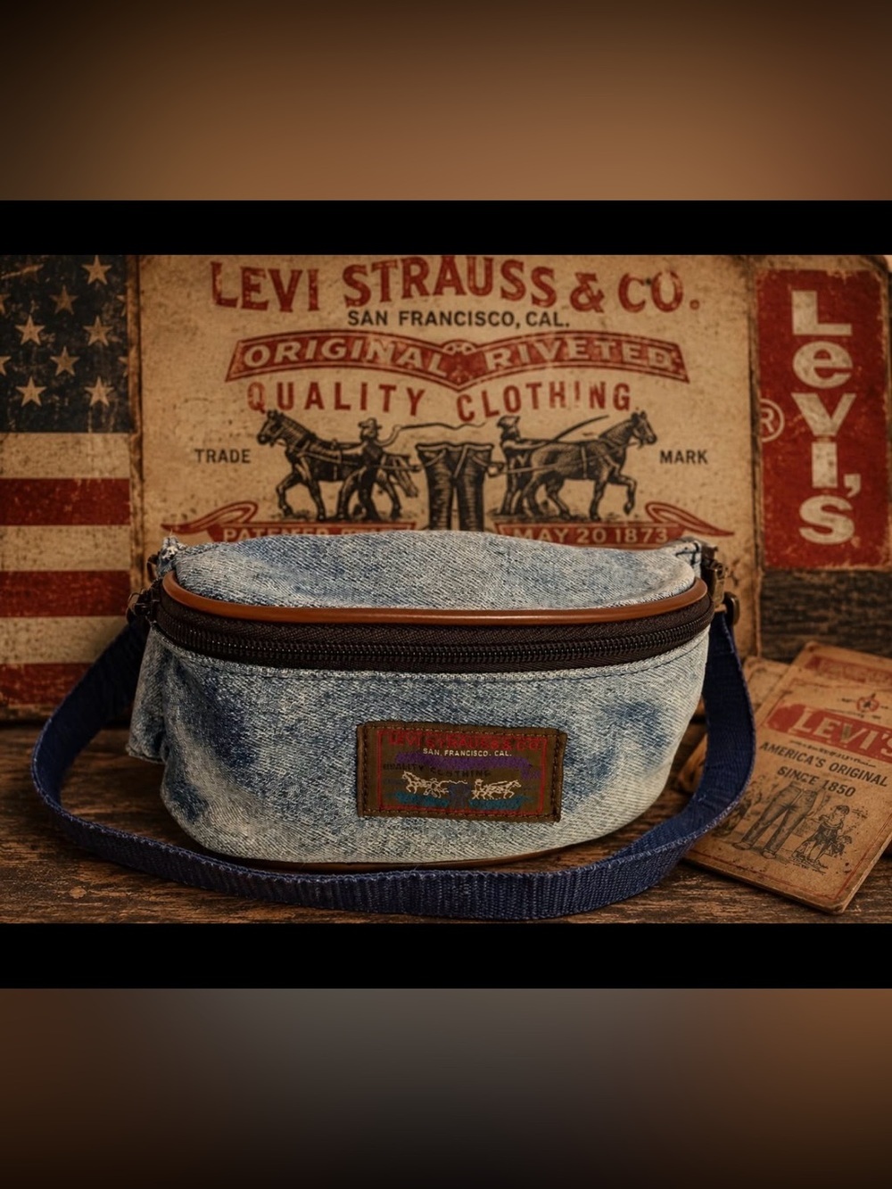 RARE Vintage 90s Levis Denim Fanny Pack- RARE SAMPLE ( NOT FOR RESALE) Acid Wash